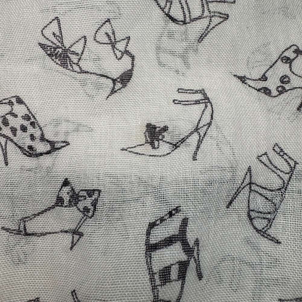 J. Crew Cream Sheer Scarf with Black Shoe Print - Picture 6 of 6